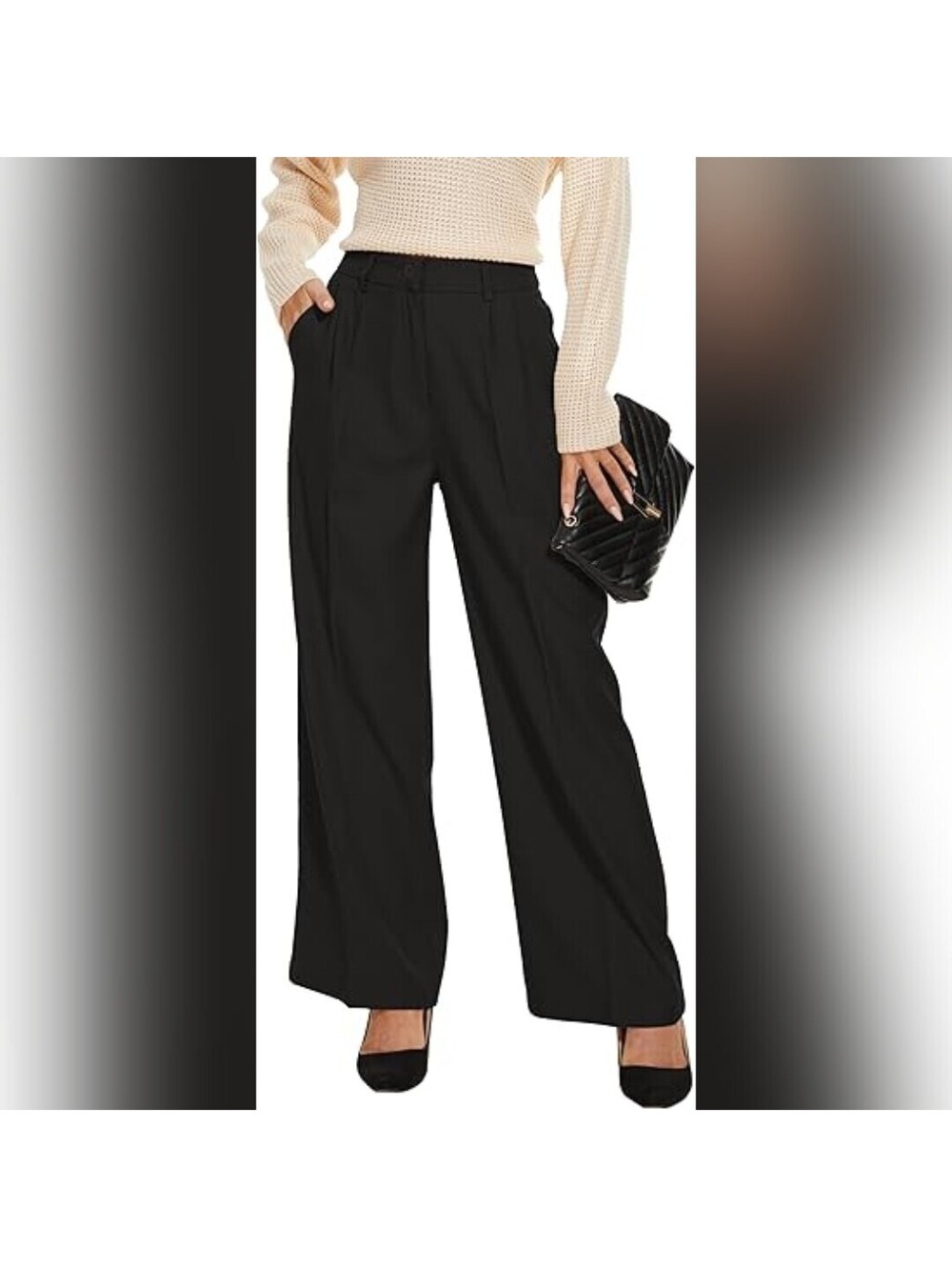 NWOT FUNYYZO Wide Leg High Waisted Stretchy Back Loose Pants, XL 26" Inseam